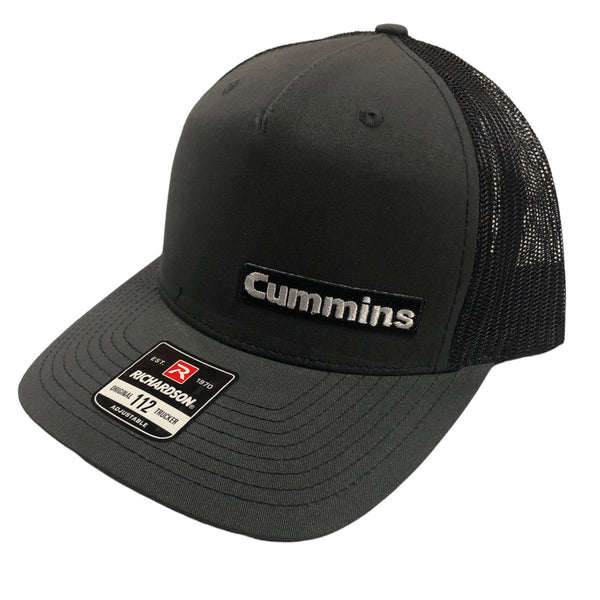 Cummins Word Logo SnapBack Trucker Hat 112 Dark Grey/Black